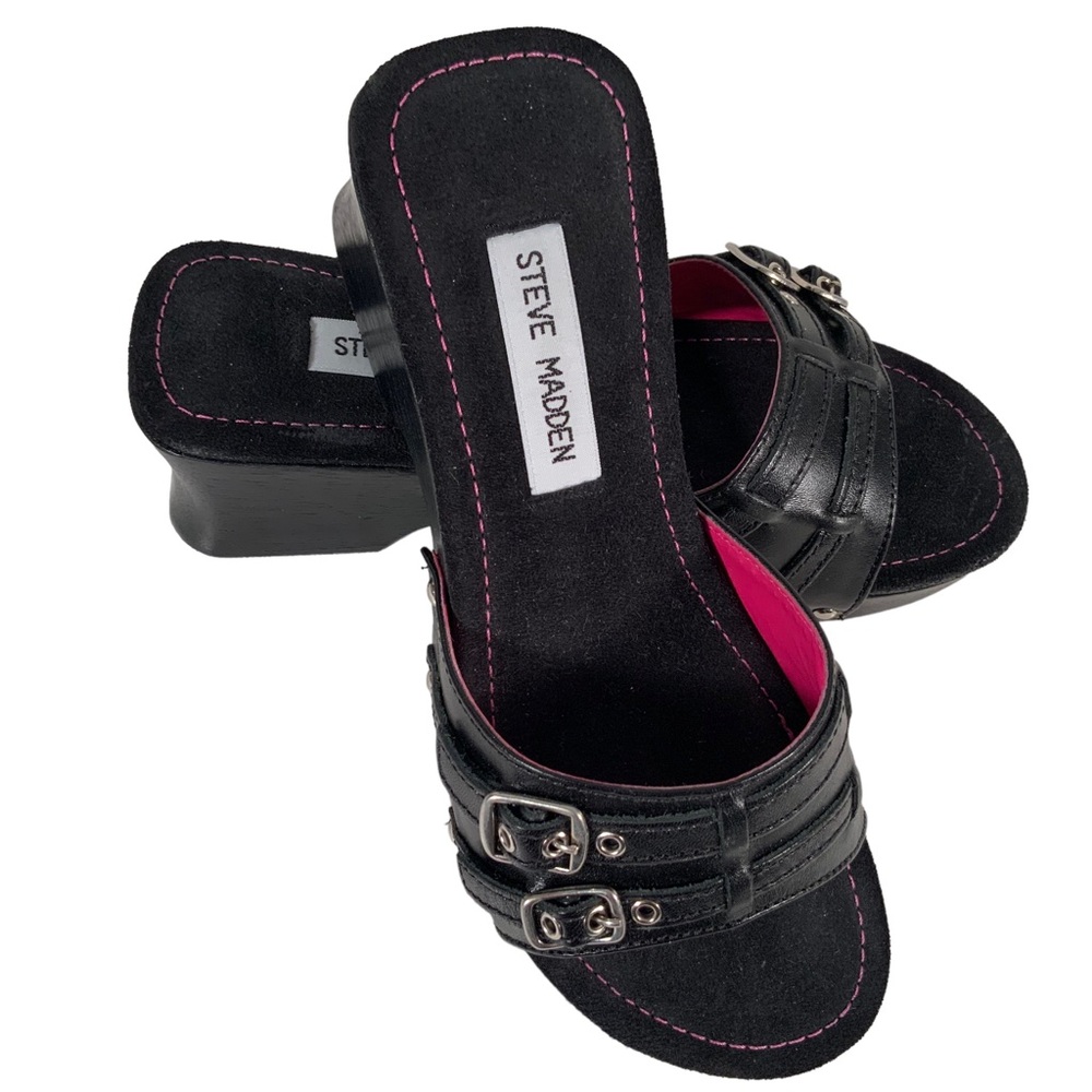 NEW STEVE MADDEN Black Slip on Sandals size 6M